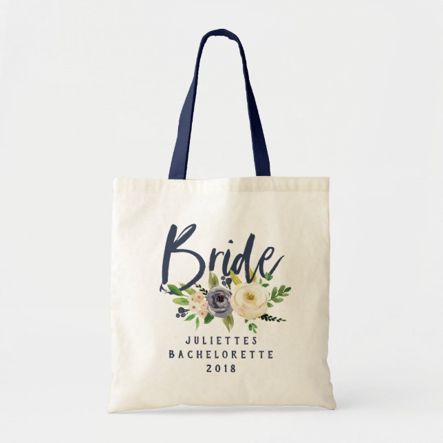 Bride floral watercolor tote bag (Front)