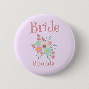 Bride Floral Wedding Bridal Party 6 Cm Round Badge