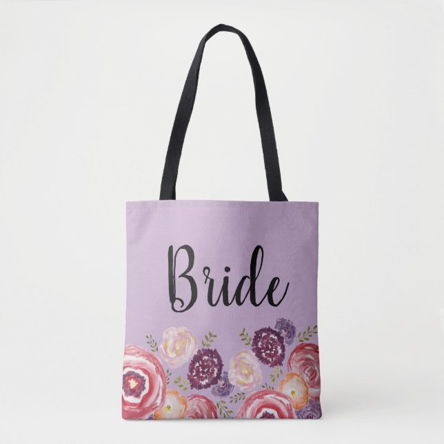 Bride Flower Pattern Pink Tote Bag (Front)