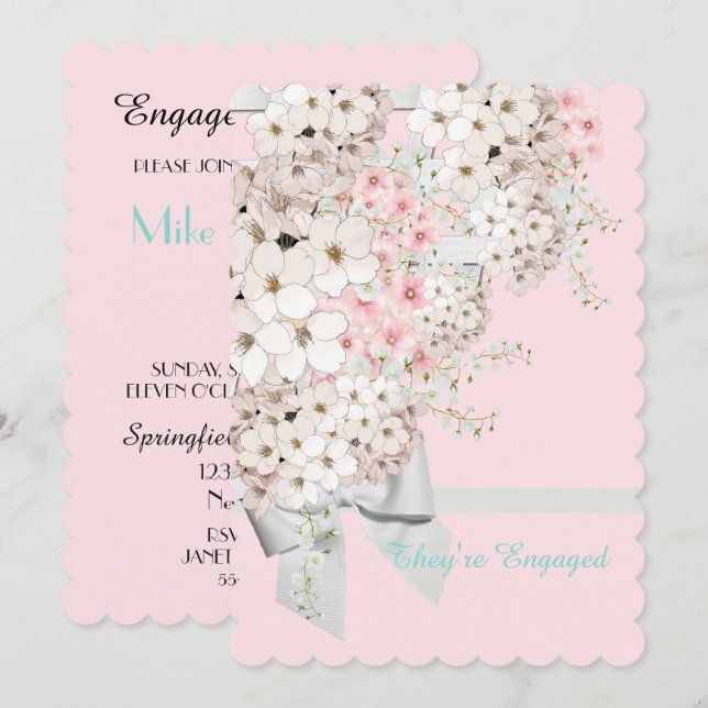 BRIDE Flowers & Lattice Shower Pink Party Invitation (Front/Back)