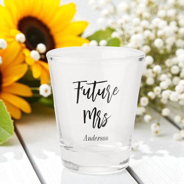 Bride Future Mrs Black White Wedding Shot Glass (Creator Uploaded)