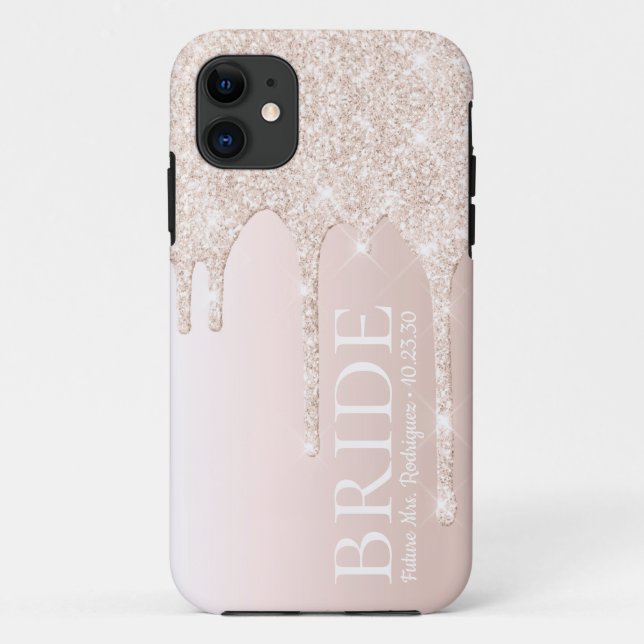 Bride Future Mrs Blush Pink Glitter Case-Mate iPhone Case (Back)