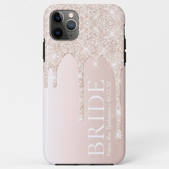 Bride Future Mrs Blush Pink Glitter Drip Case-Mate iPhone Case (Back)