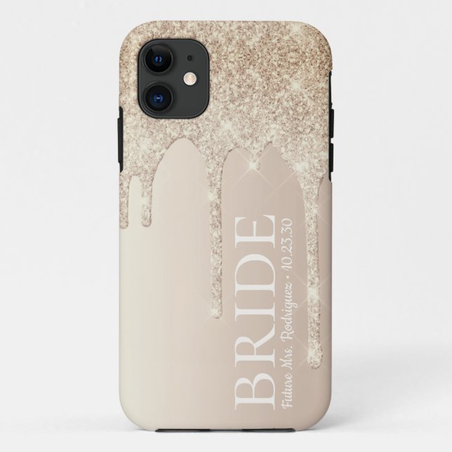 Bride Future Mrs Gold Glitter Drip Case-Mate iPhone Case (Back)