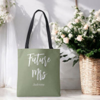 Bride Future Mrs Sage Green Tote Bag