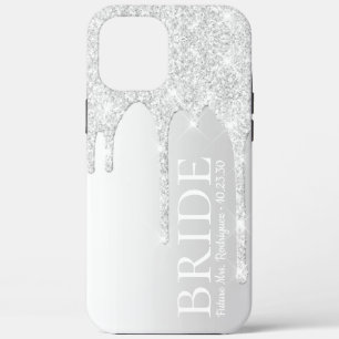 Bride Future Mrs Silver Glitter Drip iPhone 12 Pro Max Case