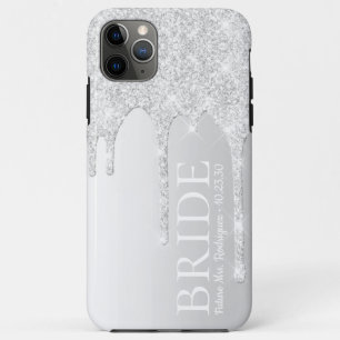 Bride Future Mrs Silver Glitter Drip iPhone 11 Pro Max Case