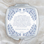 Bride Gift from Mum Something Blue Custom Message Compact Mirror<br><div class="desc">This exquisite compact mirror features a stunning blue floral leaf design on a crisp white background, making it a perfect accessory for any modern stylish bride. Personalise this elegant keepsake with a heartfelt message from mum or a loved one, creating a sentimental gift for a daughter on her special day....</div>