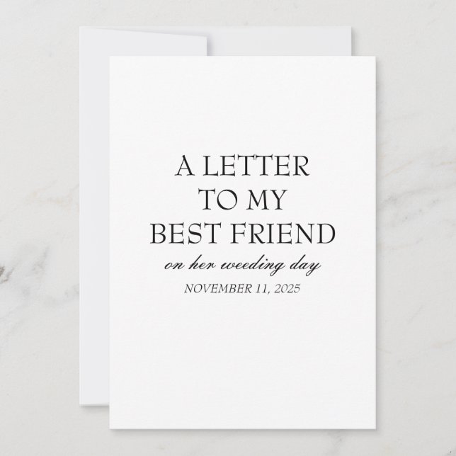 Bride Gifts Personalised "To My Best Friend" Card  (Front)