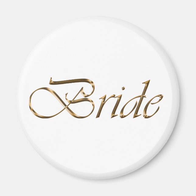 Bride, gold script Bachelorette Party Magnet (Front)