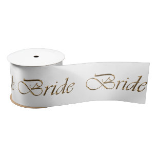 Bride gold script calligraphy pattern elegant chic satin ribbon