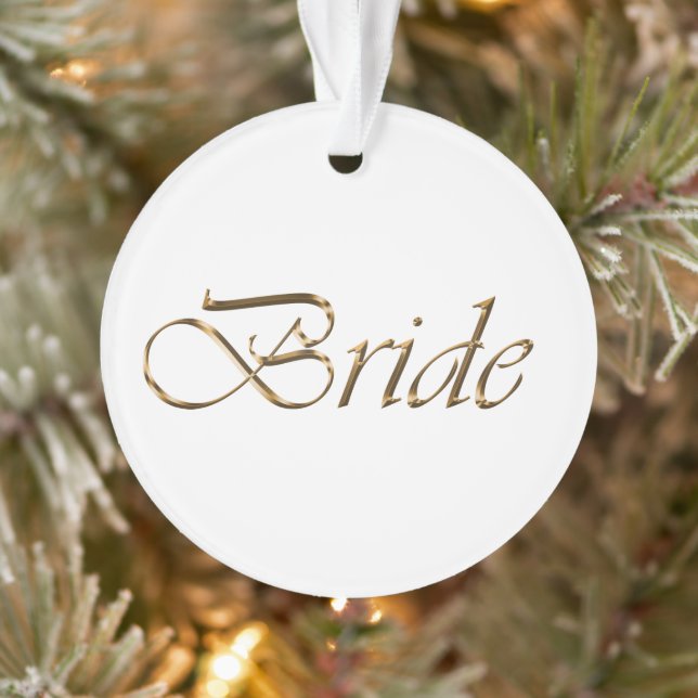 Bride, gold script elegant chic calligraphy white ornament (Tree)
