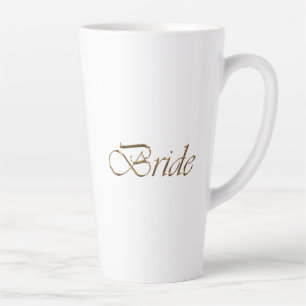 Bride, gold script elegant chic white latte mug
