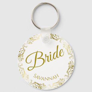 Bride Gold Wedding Keychain