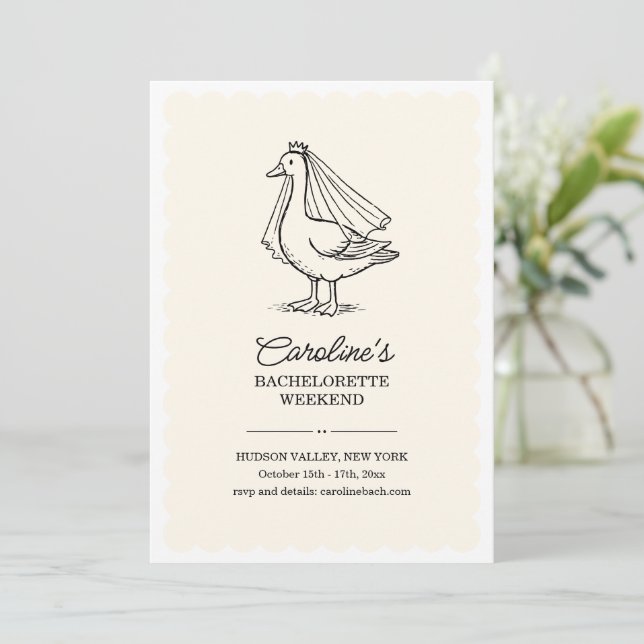 Bride Goose Doodle Weekend Bachelorette Party Invitation (Standing Front)