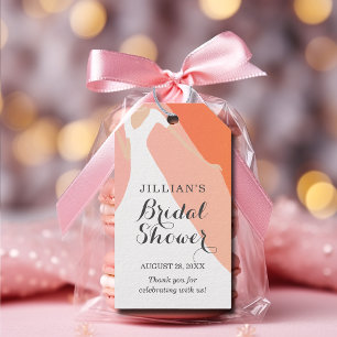 Bride Gown Bridal Shower Orange Thank You Gift Tags