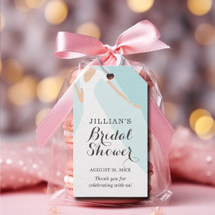 Bride Gown Bridal Shower Turquoise Thank You Gift Tags