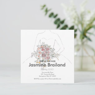 Bride Gown with Floral Bouquet Bridal Shower  Save The Date