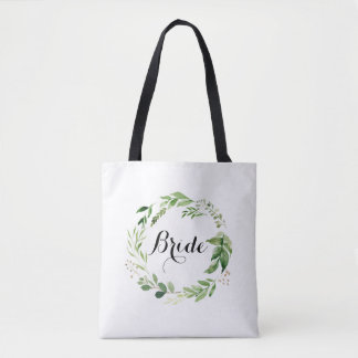 Bride Greenery Wedding Tote Watercolor Wreath