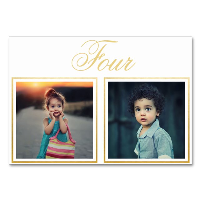 Bride Groom Age Elegant Classy Gold Table Number (Front)