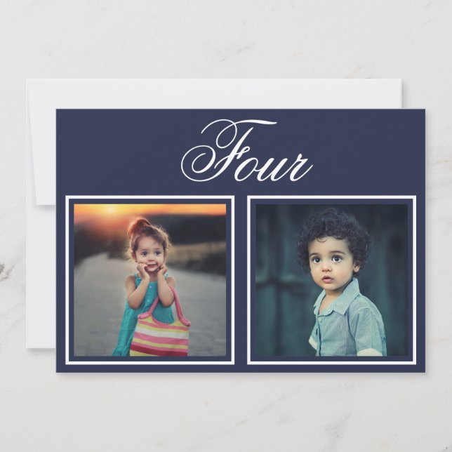 Bride Groom Age Elegant Classy Navy Table Number (Front)