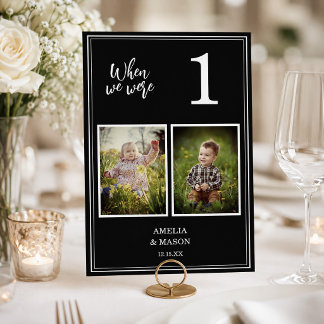 Bride & Groom Age Photo Wedding Table Number Card