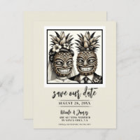 Bride & Groom Aloha Pineapple Tiki Save the Date 