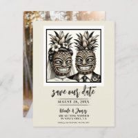 Bride & Groom Aloha Pineapple Tiki Save the Date 