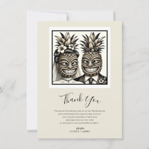 Bride & Groom Aloha Pineapple Tiki Thank You Invitation