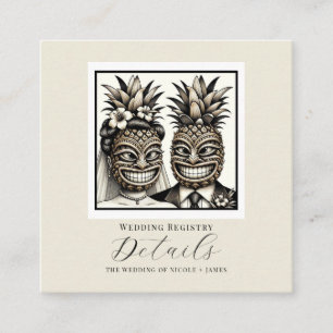 Bride & Groom Aloha Pineapple Tiki Wedding Details Square Business Card