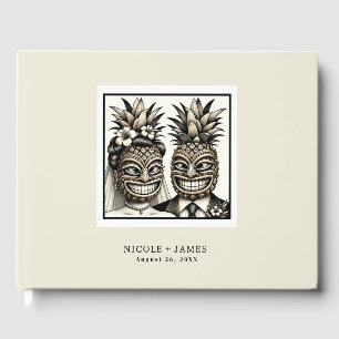 Bride & Groom Aloha Pineapple Tiki Wedding Guest Book
