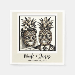 Bride & Groom Aloha Pineapple Tiki Wedding  Napkin