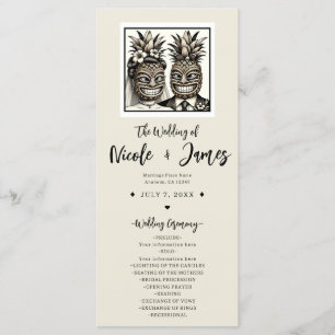 Bride & Groom Aloha Pineapple Tiki Wedding Program Programme