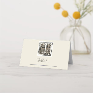 Bride & Groom Aloha Pineapple Tiki Wedding Seating Place Card