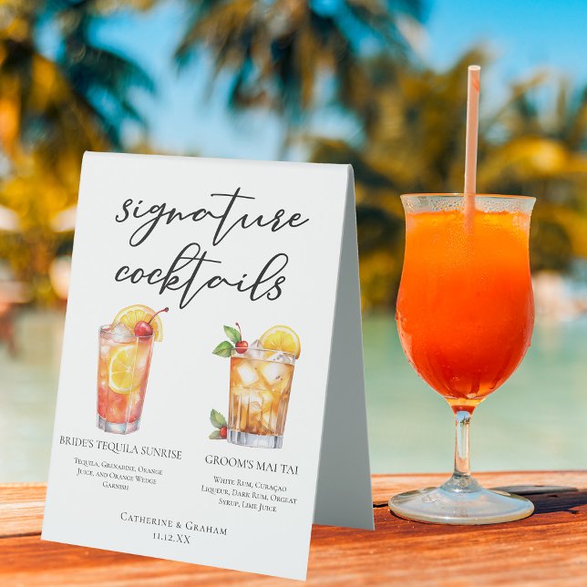 Bride Groom Beach Wedding Signature Cocktails Menu (Creator Uploaded)