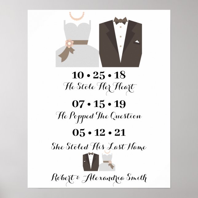 Bride & Groom Best Day Wedding Date Yes Sign (Front)