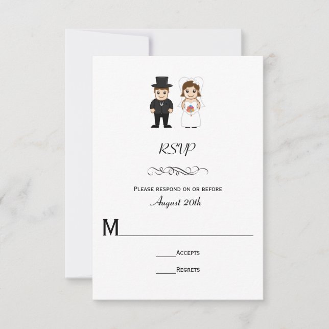 Bride & Groom Black Stripes - Wedding RSVP Card (Front)