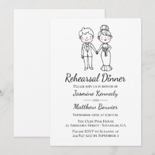 Bride Groom Black Wedding Rehearsal Dinner Invitation