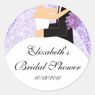 Bride Groom Bridal Shower Sticker Purple