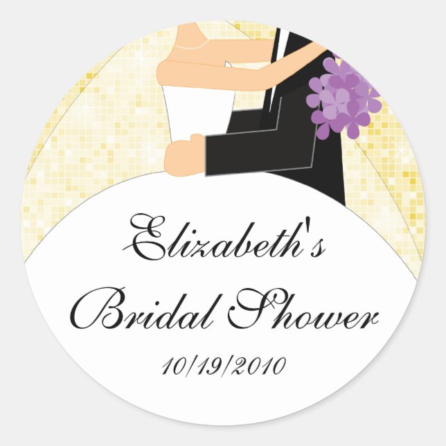 Bride Groom Bridal Shower Sticker Yellow (Front)