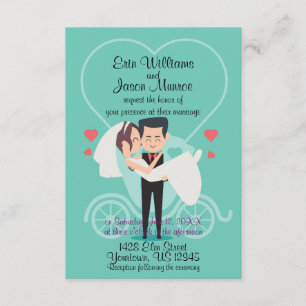 Bride Groom Carriage Heart Wedding Invitation