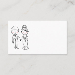 Bride Groom Cartoon Black White Wedding Party  Place Card