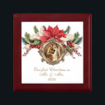 Bride Groom Christmas Gold Floral  Bridesmaid Gift Box<br><div class="desc">Featuring a beautiful Catholic image of the Blessed Virgin Mary and St. Joseph on their wedding day overlaid on a gold frame with poinsettias.</div>