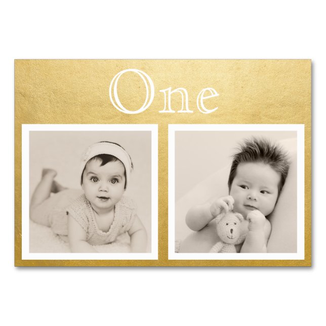 Bride Groom Custom Age Gold Table Number (Front)