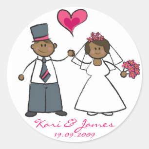 Bride & Groom Cute Couple Mr & Mrs Wedding Sticker