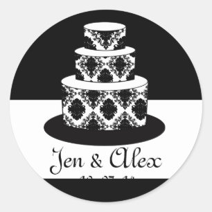 Bride Groom Damask Cake Wedding Favour Label