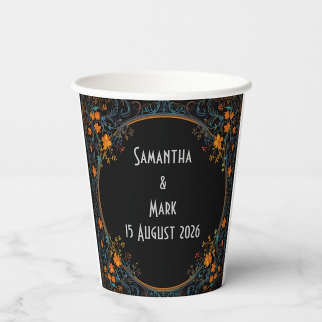 Bride & Groom delicate classic design Paper Cups (Back)