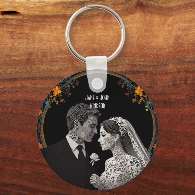 Bride & Groom delicate classic  Key Ring (Front)