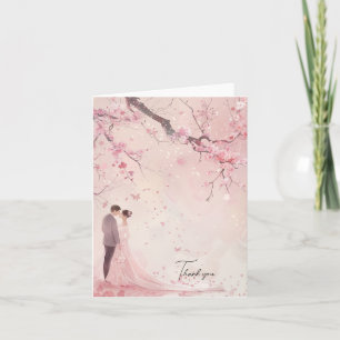 Bride & Groom Digital Art Print Thank You Card
