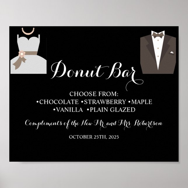 Bride & Groom Doughnut Bar Bridal Shower Wedding S Poster (Front)